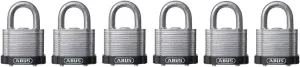 ABUS 19373 41/40 Laminated Steel Safety Padlock Keyed Alike, 6 Pack, Black, 6 Piece