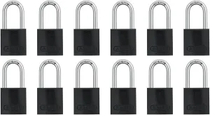 Abus 72HB/40-40 KDx6 19318 Aluminum Padlock 72 Series, Body Width Shackle Diameter: 1/4" Shackle Clearance: 1 17/32", Black-1.5" Shackle, 6 Piece