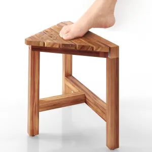 Acacia Wood Corner Shower Stool - Multi-Functional Foot Rest for Shaving and Grooming