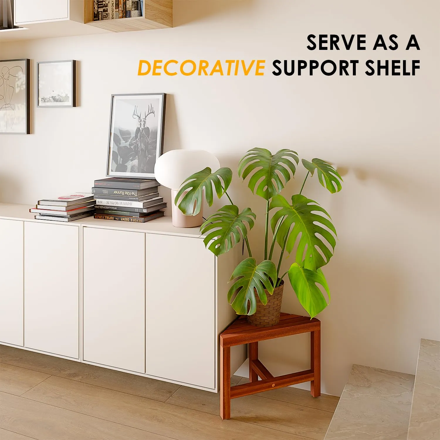 Acacia Wood Corner Shower Stool - Multi-Functional Foot Rest for Shaving and Grooming