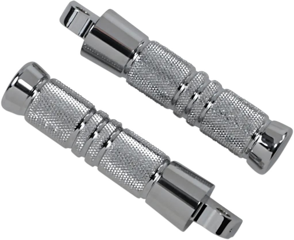 Accutronix RP111-KGC Chrome Footpegs - Knurled - Male Mount - 5-1/4in.