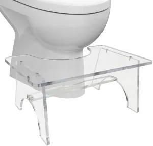 Acrylic Toilet Stool Thick Clear Acrylic Step Stool,Ergonomic Design Easy Assembly for Comfortable Bathroom Use,Non-Slip Durable Toilet Stool for Kids and Adults(16×9.4×7 Inches)