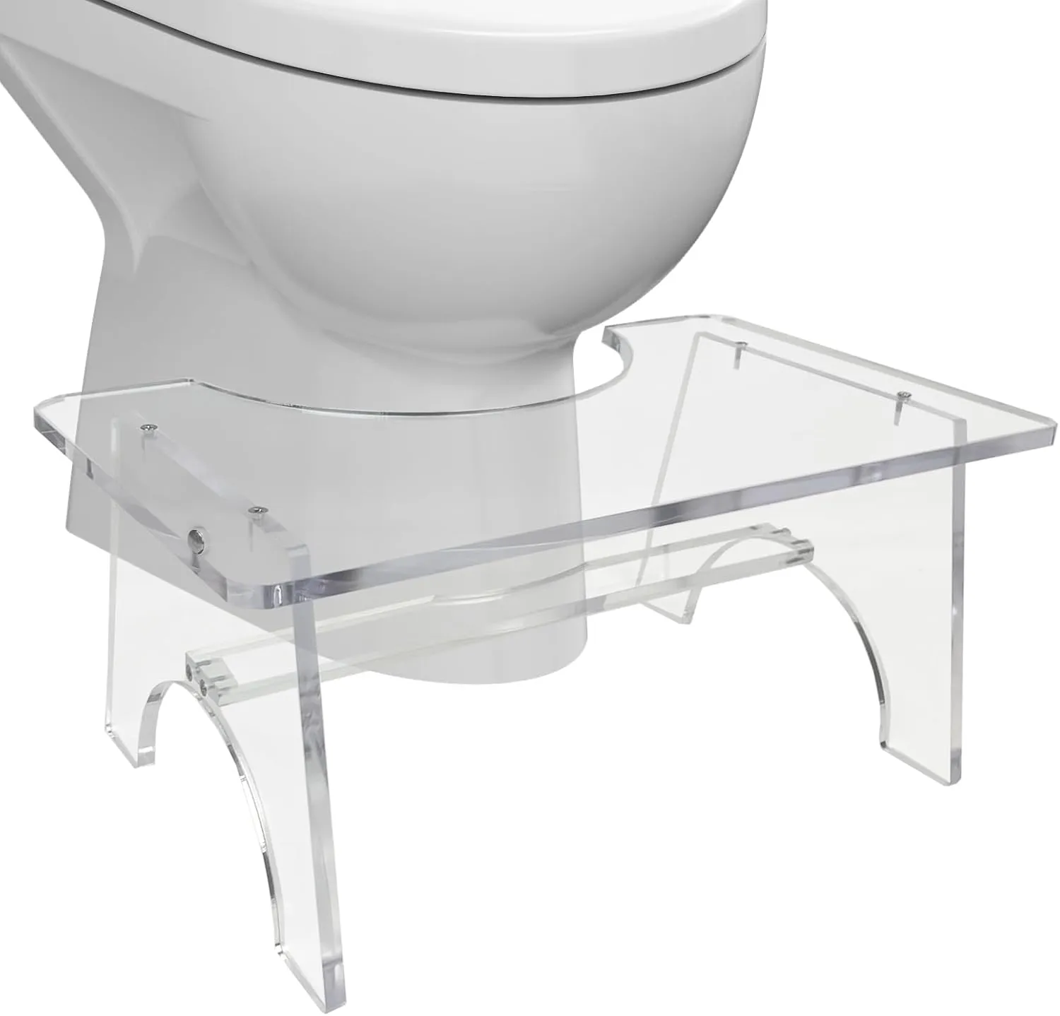 Acrylic Toilet Stool Thick Clear Acrylic Step Stool,Ergonomic Design Easy Assembly for Comfortable Bathroom Use,Non-Slip Durable Toilet Stool for Kids and Adults(16×9.4×7 Inches)