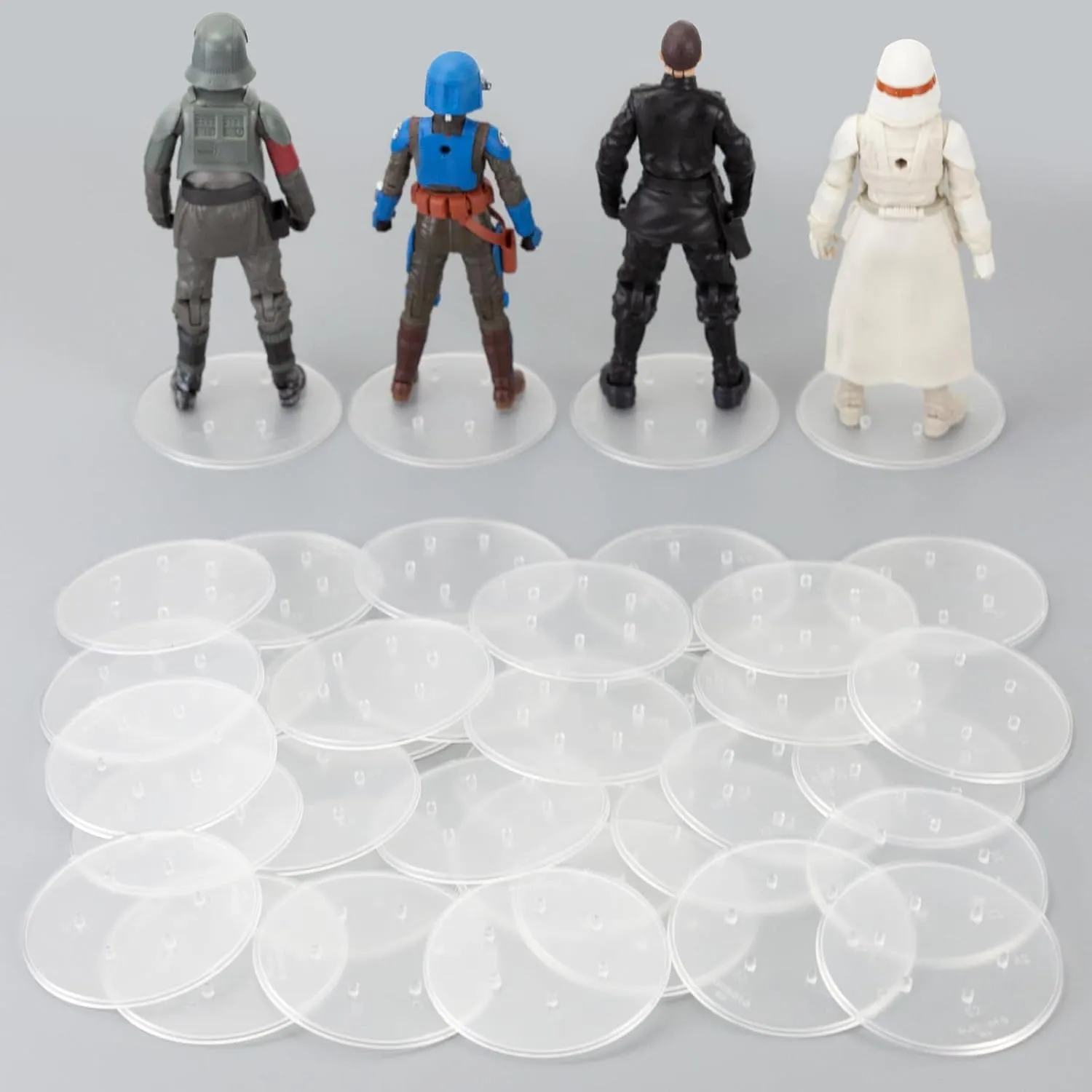 Action Figure Stand Star Was Black Series 6inch, 1/12 Scale Figures Toy Collection Support Display Holder Bases Accessories, 6-Pegs 3-Size, Circle, 24PACK