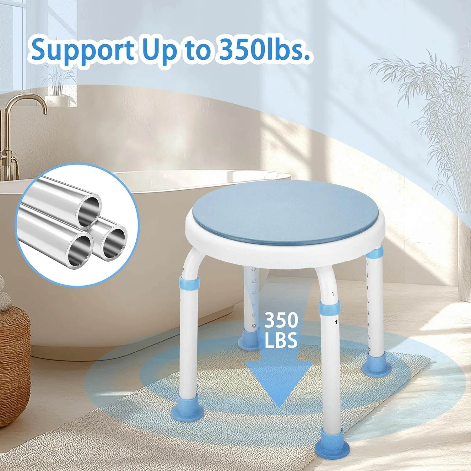 Adjustable Swivel Bath Seat Bathroom Bathtub Shower Chair FSA/HSA Compliant Stool for Elderly and Disabled, Seniors Tub Transfer Bench for Inside Shower