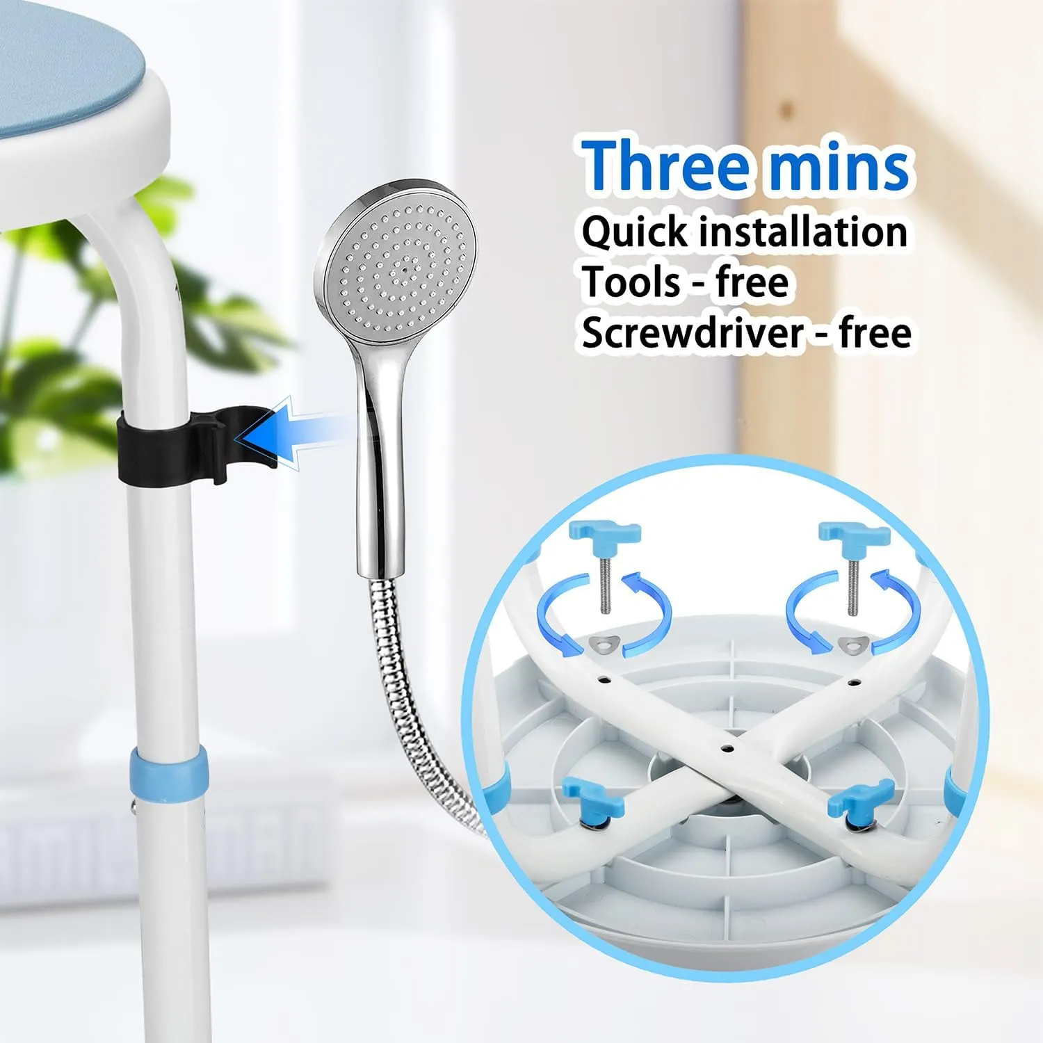 Adjustable Swivel Bath Seat Bathroom Bathtub Shower Chair FSA/HSA Compliant Stool for Elderly and Disabled, Seniors Tub Transfer Bench for Inside Shower