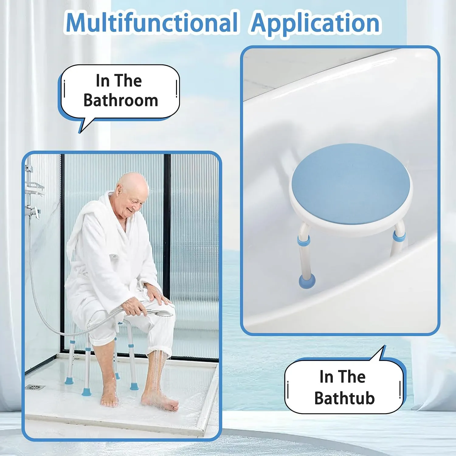 Adjustable Swivel Bath Seat Bathroom Bathtub Shower Chair FSA/HSA Compliant Stool for Elderly and Disabled, Seniors Tub Transfer Bench for Inside Shower