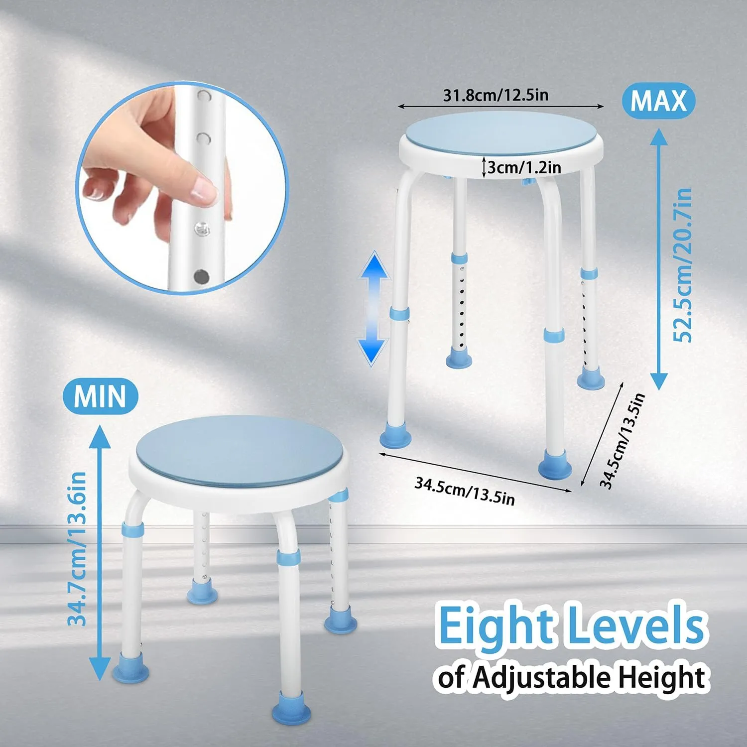 Adjustable Swivel Bath Seat Bathroom Bathtub Shower Chair FSA/HSA Compliant Stool for Elderly and Disabled, Seniors Tub Transfer Bench for Inside Shower