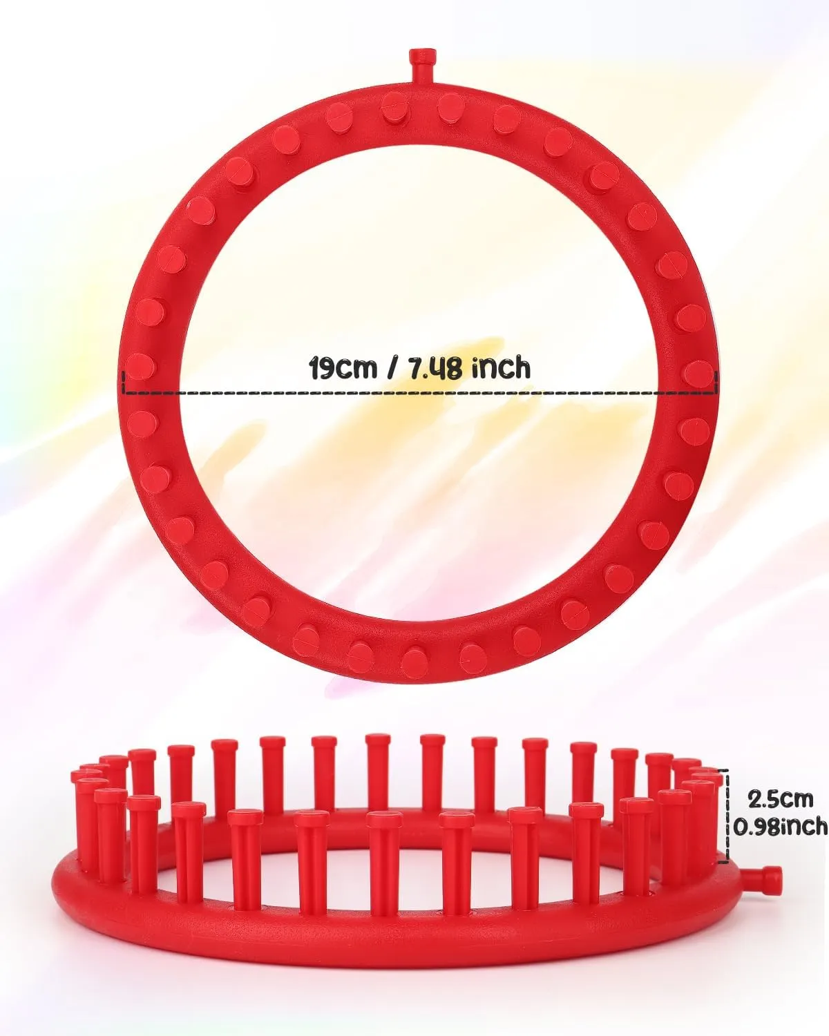 Aeelike 2 Pcs Round Knitting Looms Set, 31 Pegs Knitting Loom Simple for Beginner, 19 cm Diameter Plastic Loom Knitting, Small Round Loom Knitting Set for Home DIY, Teaching, Learning