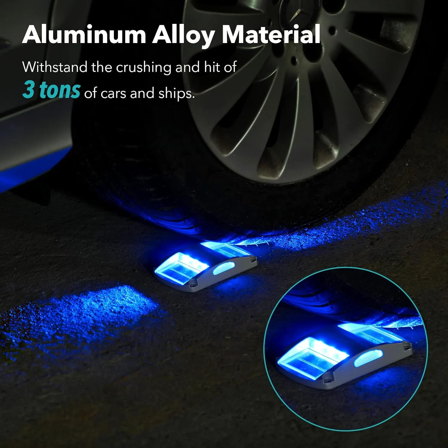 AGPTEK Solar Driveway Lights 20 Pack, Outdoor Deck Dock Marine LED Solar Powered Waterproof Driveway Marker Lights for Warning Step, Sidewalk, Pathway, Garden, Yard (Blue Light)