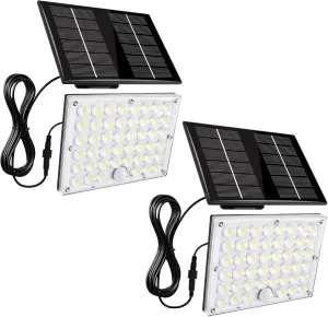Aialun 184 LED Solar Outdoor Flood Lights, Motion Sensor Solar Powered FloodLights with 16.4ft Cable, IP65 Waterproof 3 Modes Dusk to Dawn Outside Security Lights for Porch, Yard, Garage, 2 Pack