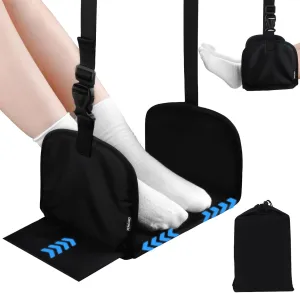 Airplane Foot Rest, Widen Travel Foot Hammock Memory Foam Plane Footrest to Relieve Feet Soreness, Airplane Foot Hammock for Long Haul Flights Essentials