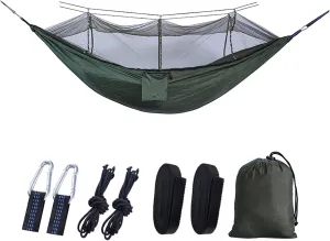 AISHANBAIHUODIAN Fit for Automatic Quick-Opening Mosquito Net Hammock Outdoor Camping Hammock Swing Anti-Rollover Nylon Rocking Chair 260x140cm(Army Green)