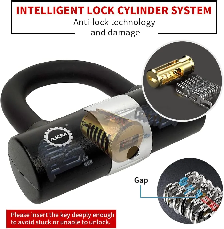 AKM Motorcycle Chain Lock 160cm/5.3ft Heavy Duty Bike Chain Lock Anti-Theft Durable 10mm Thick Ring Security Bicycle Chain Lock with 4Keys 16mm U Lock for Moped,Scooter,Motorcycles