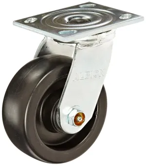 Albion 16 Series Medium Heavy Duty Zinc Swivel Plate Caster, Roller Bearing, 5" Diameter Polypropylene Wheel, 4-1/2" Length x 4" Width Plate, 550 lbs Capacity