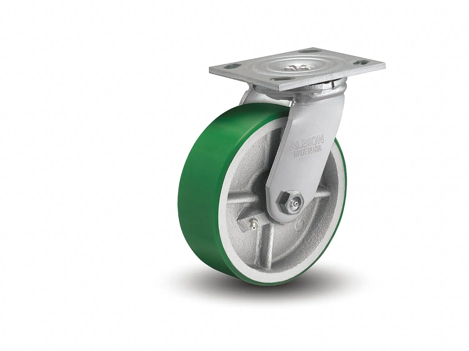 Albion 16PI08201S 6" Diameter Polyurethane on Cast Iron Wheel Medium Heavy Duty Swivel Caster, Roller Bearing, 4-1/2" Length x 4" Width Base Plate, 1250 lb. Capacity Range