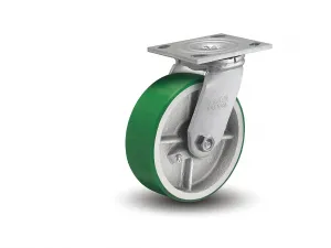 Albion 16PI08201S 6" Diameter Polyurethane on Cast Iron Wheel Medium Heavy Duty Swivel Caster, Roller Bearing, 4-1/2" Length x 4" Width Base Plate, 1250 lb. Capacity Range
