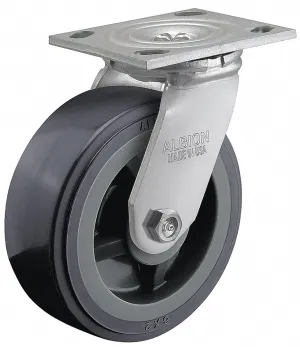 Albion 16XA04201S 4" Diameter Polyurethane on Polypropylene Wheel Medium Heavy Duty Swivel Caster, Roller Bearing, 4-1/2" Length x 4" Width Base Plate, 700 lb. Capacity Range