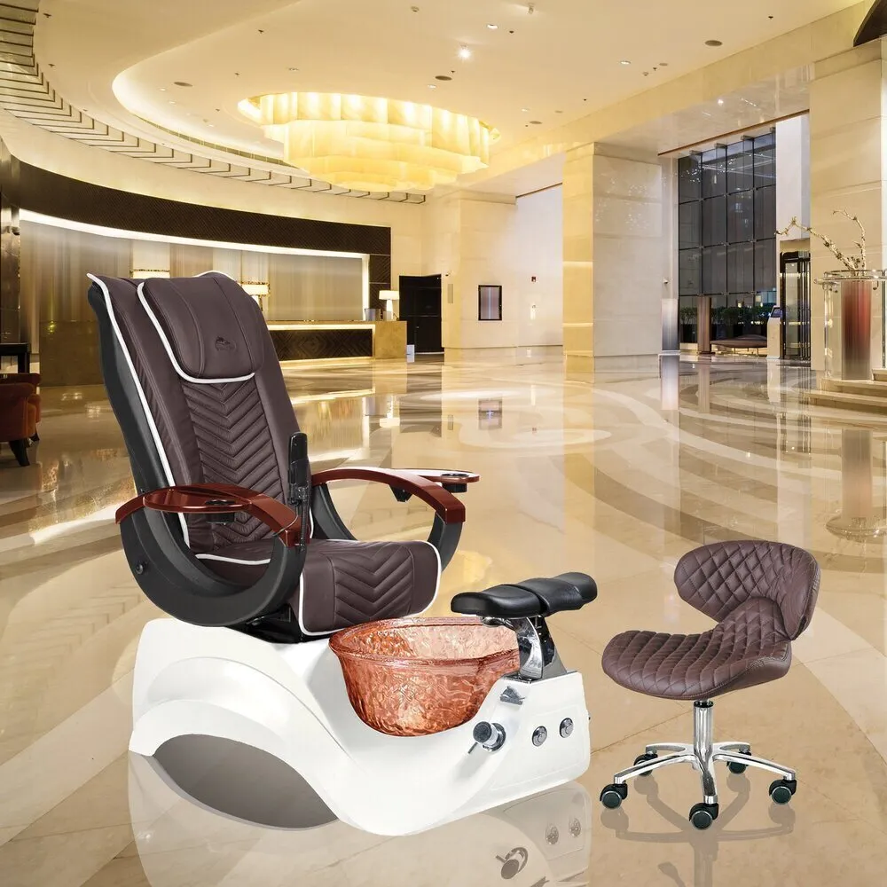 Alden Pedicure Chair with Crystal Glass Pedicure Basin by Whale Spa