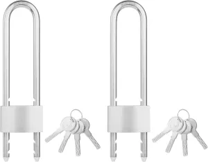 All Weather Stainless Steel 2-Pack Keyed Alike Bike U Locks, Outdoor Pad Locks with 8 Keys, 2.76 in. (70mm) Wide, Adjustabl Shackle Marine Padlocks for Bike,Boat,Gate,Cabinet,Scooter,etc.