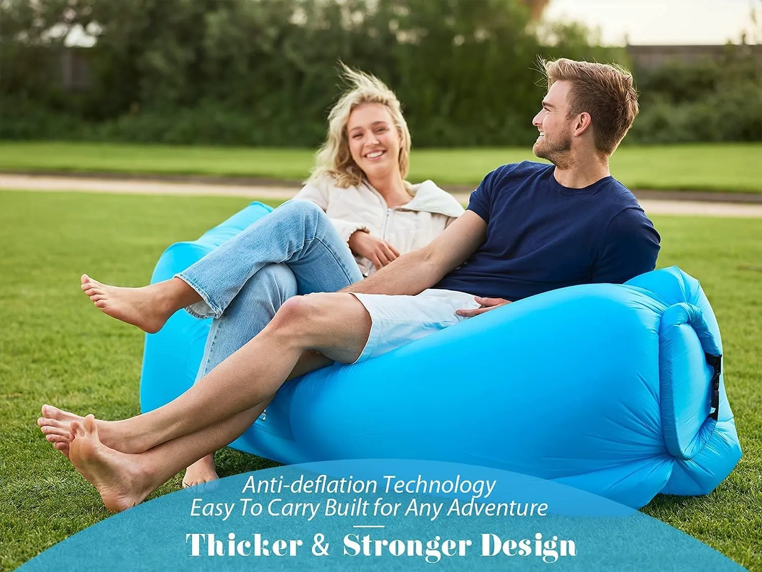 AlphaBeing Inflatable Lounger Air Sofa, Portable Inflatable Couch Mesh Hollow Air Hammock Anti Leakage Air Chair for Outdoor Camping Beach Traveling