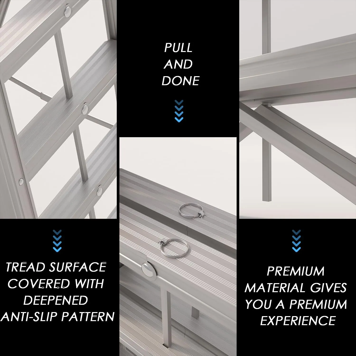 Aluminum Foldable Twin Front 5-Step Ladder, Compact Step Stool with Wide Anti-Slip Pedal, Portable, 330lb Capacity