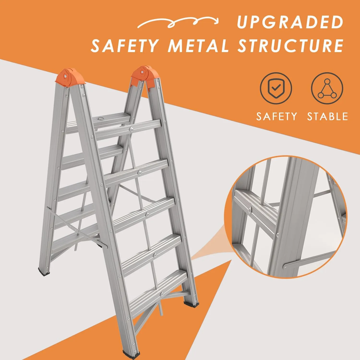 Aluminum Foldable Twin Front 5-Step Ladder, Compact Step Stool with Wide Anti-Slip Pedal, Portable, 330lb Capacity