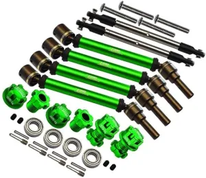 Aluminum Upgrade Combo Set Suitable for  20mm Widening Kit (CVD Drive Shaft   Hex Adapter   Wheel Lock   Front Steering Tie Rod) for Traxxas 1:10 4WD MAXX 89076-4 / MAXX with WideMaxx 89086-4 - Green