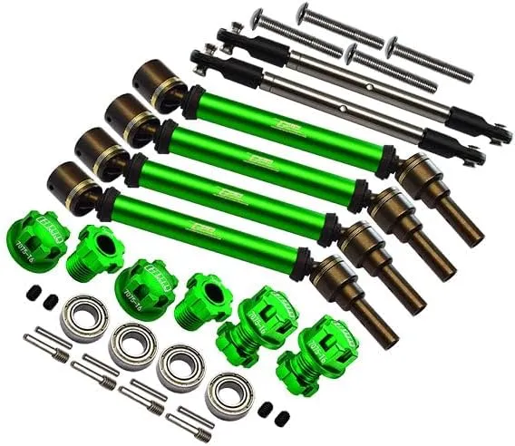 Aluminum Upgrade Combo Set Suitable for  20mm Widening Kit (CVD Drive Shaft   Hex Adapter   Wheel Lock   Front Steering Tie Rod) for Traxxas 1:10 4WD MAXX 89076-4 / MAXX with WideMaxx 89086-4 - Green