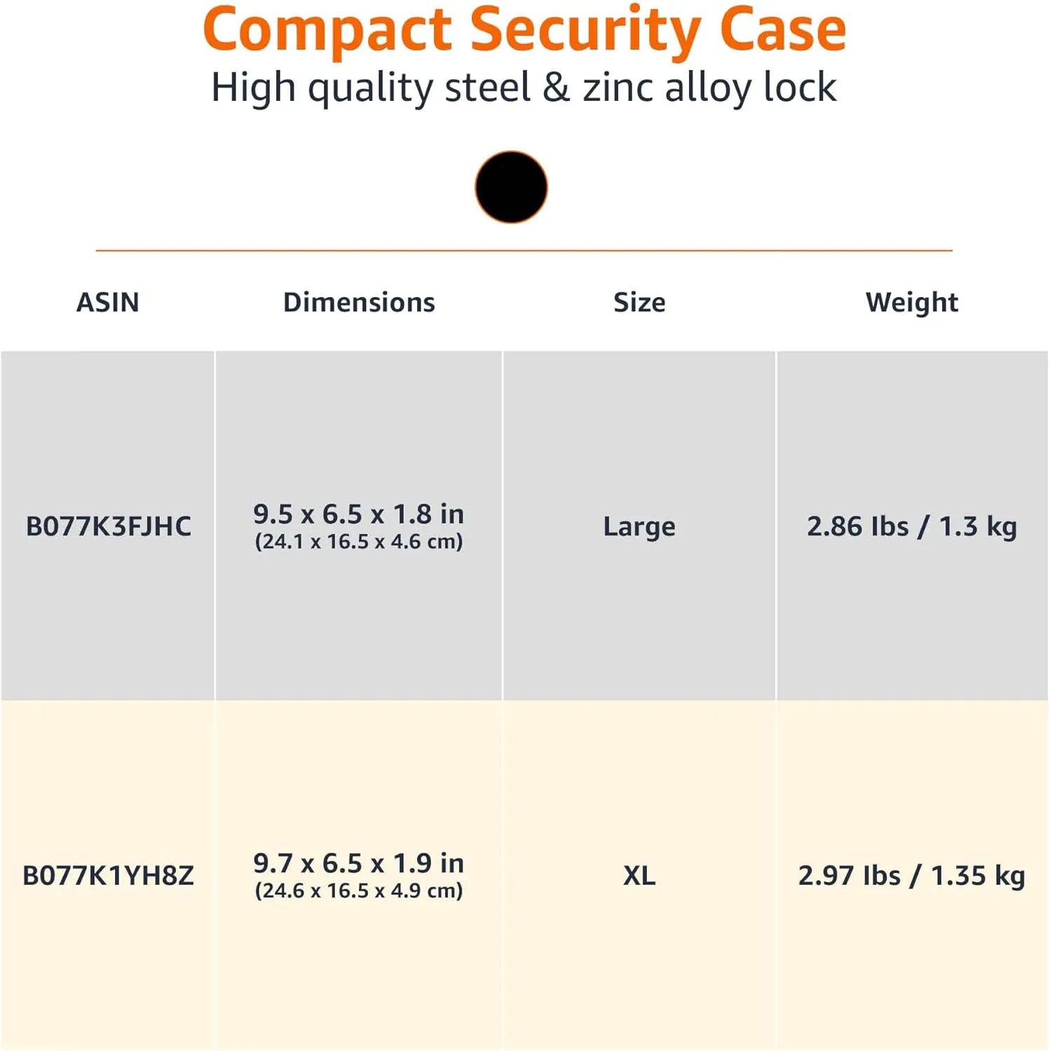 Amazon Basics Portable Security Case Lock Box Safe, Small Lock Box with Code, for College Dorm Room, Home, Combination Lock, XL, Black