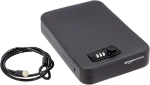 Amazon Basics Portable Security Case Lock Box Safe, Small Lock Box with Code, for College Dorm Room, Home, Combination Lock, XL, Black
