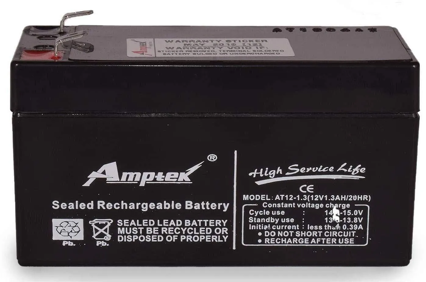 Amptek 12V 1.3Ah Rechargeable VRLA SMF Battery for Toys & Robotic Projects