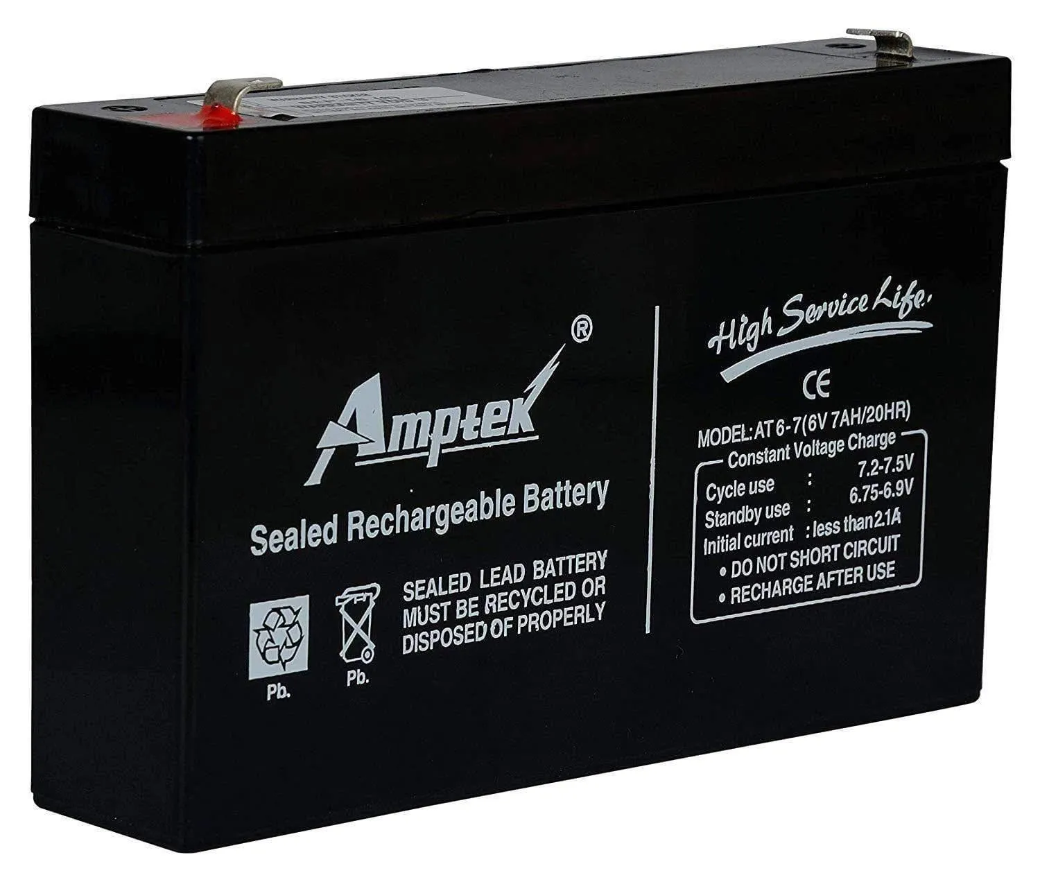 Amptek 6V 7AH Rechargeable VRLA SMF Battery for Toys & Robotic Projects