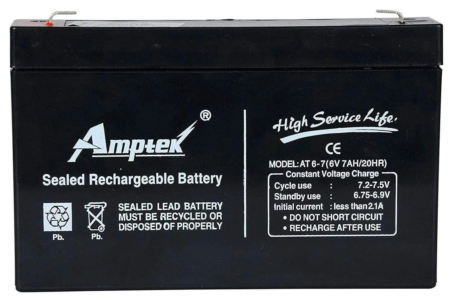 Amptek 6V 7AH Rechargeable VRLA SMF Battery for Toys & Robotic Projects