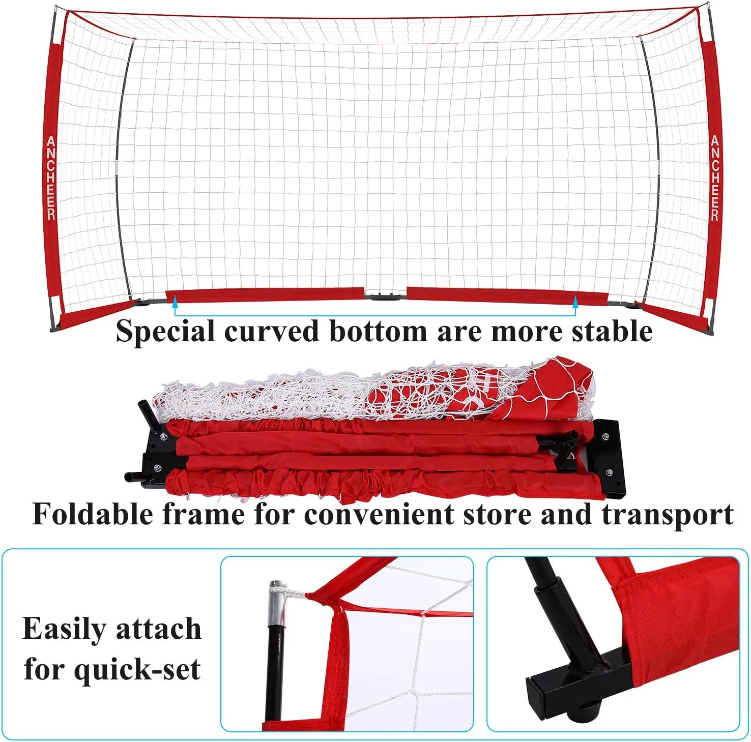 ANCHEER Portable Soccer Goal Net for Teens/Adults - Quick Set-Up Soccer Net for Backyard（12 x 6 ft）