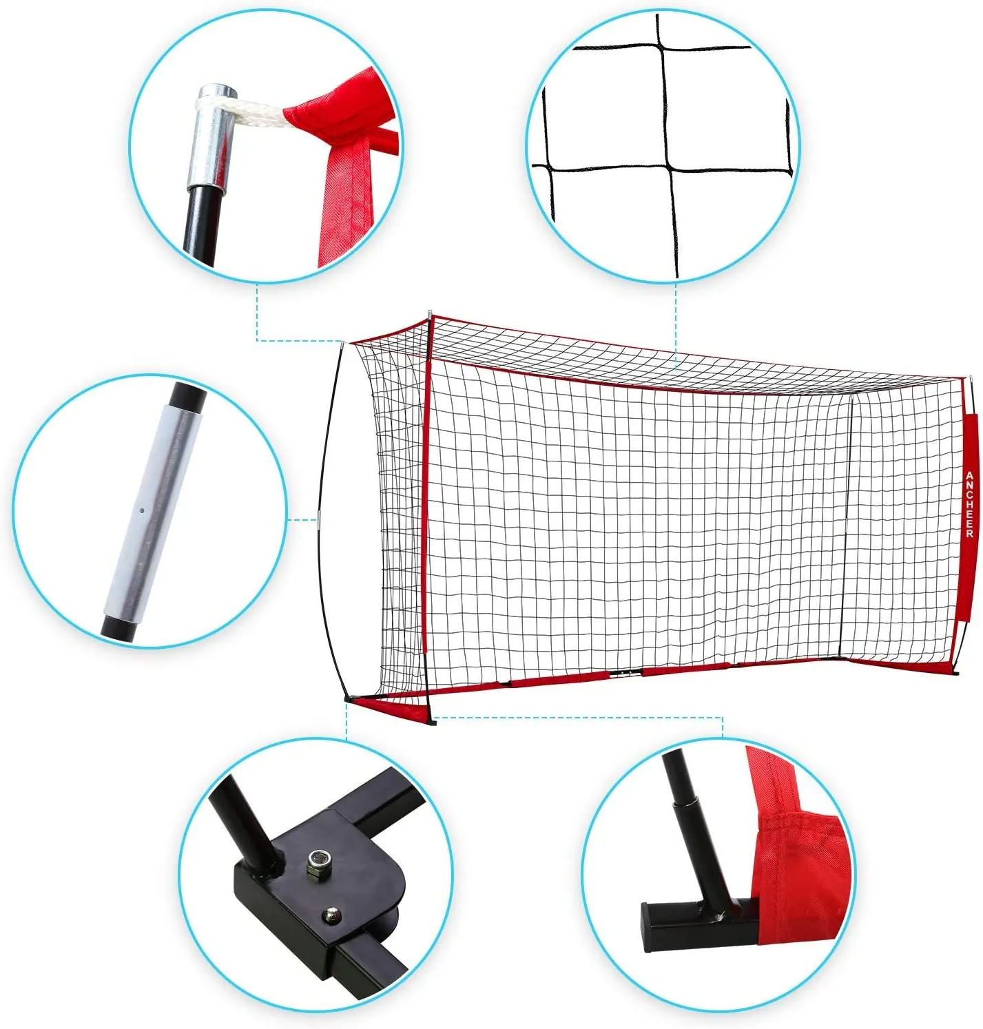 ANCHEER Portable Soccer Goal Net for Teens/Adults - Quick Set-Up Soccer Net for Backyard（12 x 6 ft）