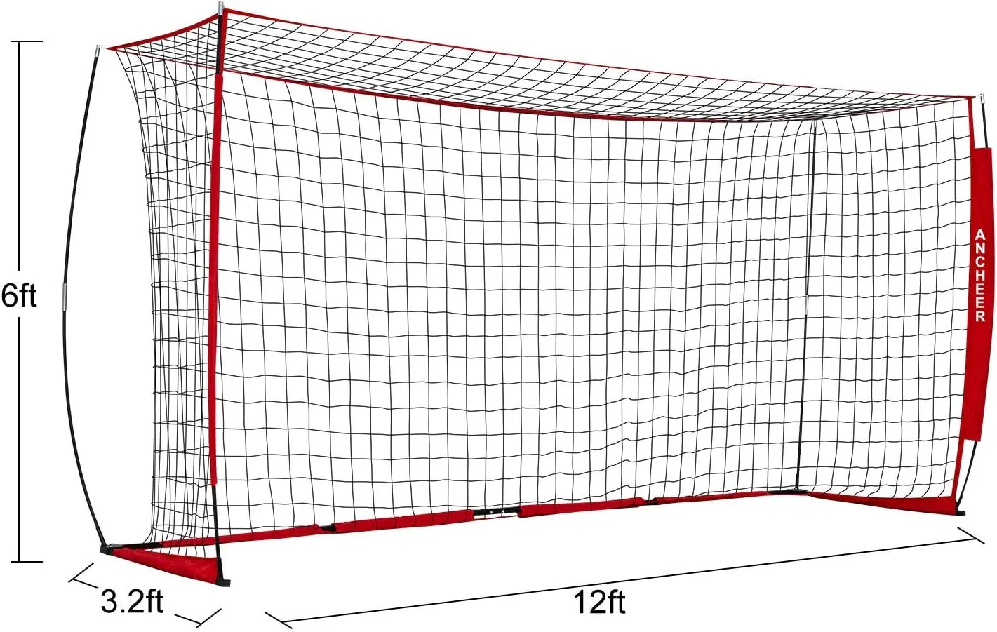 ANCHEER Portable Soccer Goal Net for Teens/Adults - Quick Set-Up Soccer Net for Backyard（12 x 6 ft）