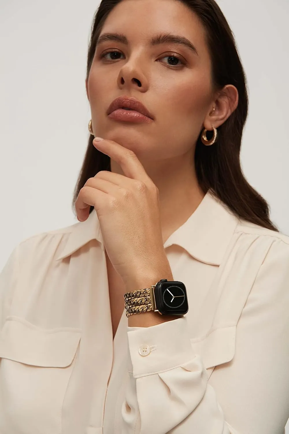 Anne Klein Fashion Chain Bracelet for Apple Watch Secure, Adjustable, Apple Watch Band Replacement, Fits Most Wrists