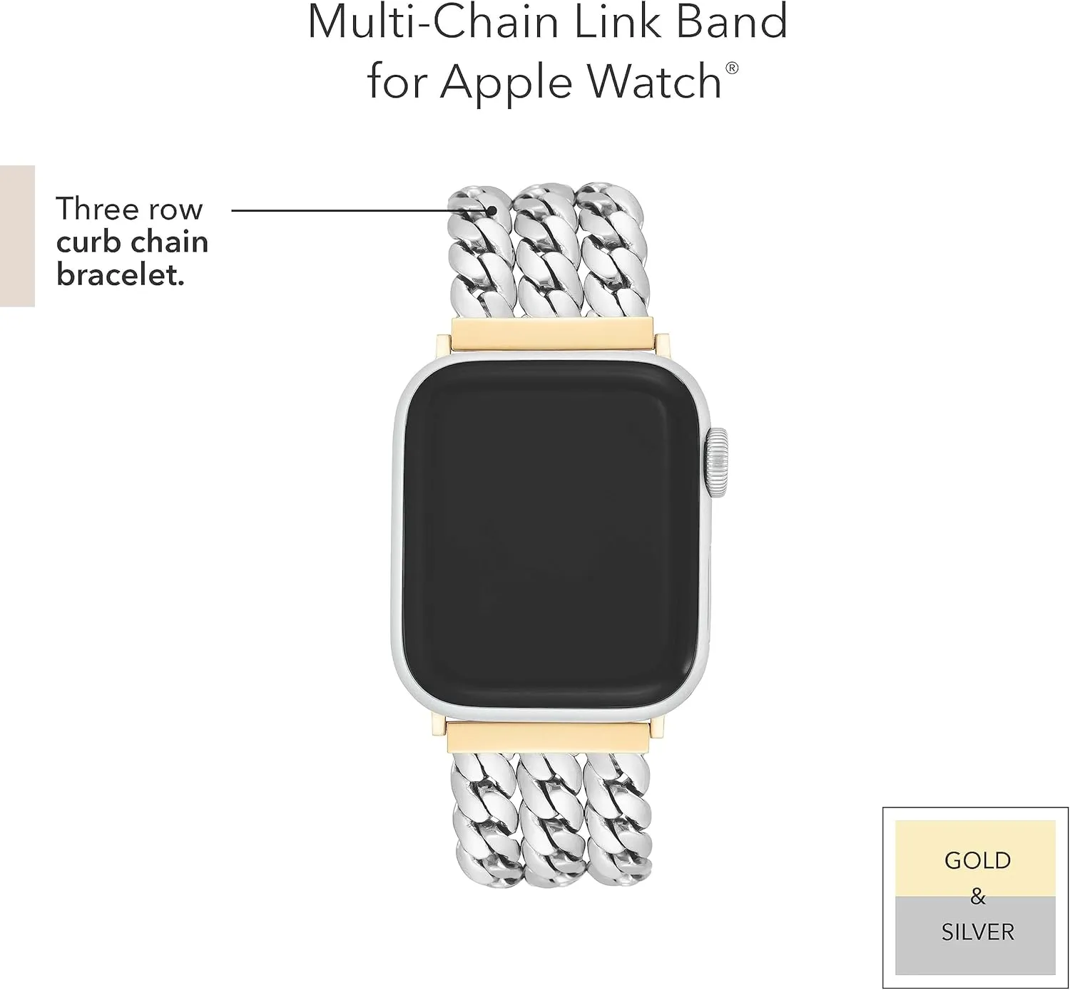Anne Klein Fashion Chain Bracelet for Apple Watch Secure, Adjustable, Apple Watch Band Replacement, Fits Most Wrists