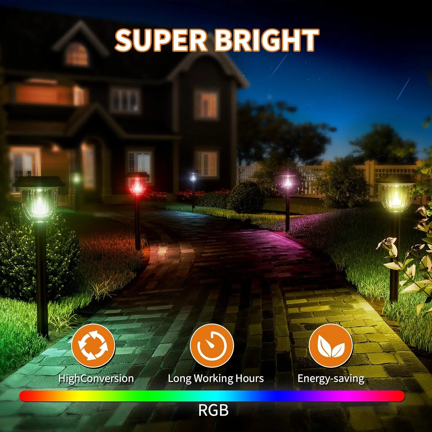 AOSEA Solar Pathway Lights - Outdoor Waterproof, Solar Powered Landscape Lights, Cool White, 2 Pack