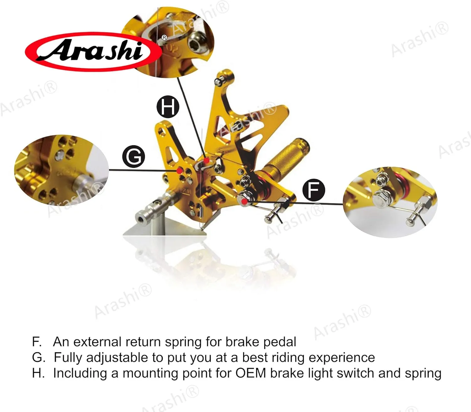 Arashi Rearsets Footrests FootPegs for SUZUKI GSXR 600 750 2011-2023 Motorcycle Accessories Adjustable Foot Peg Rest GSX-R 600 750 GSXR600 GSXR750 Black 2012 2013 2014 2015 2016 2017 2018 2019 2020