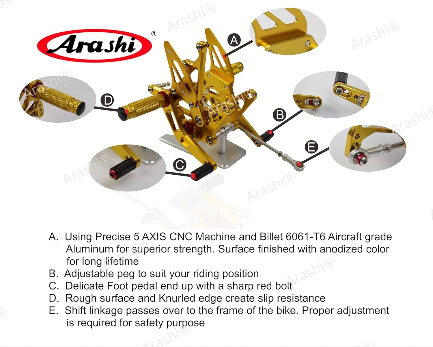Arashi Rearsets Footrests FootPegs for SUZUKI GSXR 600 750 2011-2023 Motorcycle Accessories Adjustable Foot Peg Rest GSX-R 600 750 GSXR600 GSXR750 Black 2012 2013 2014 2015 2016 2017 2018 2019 2020