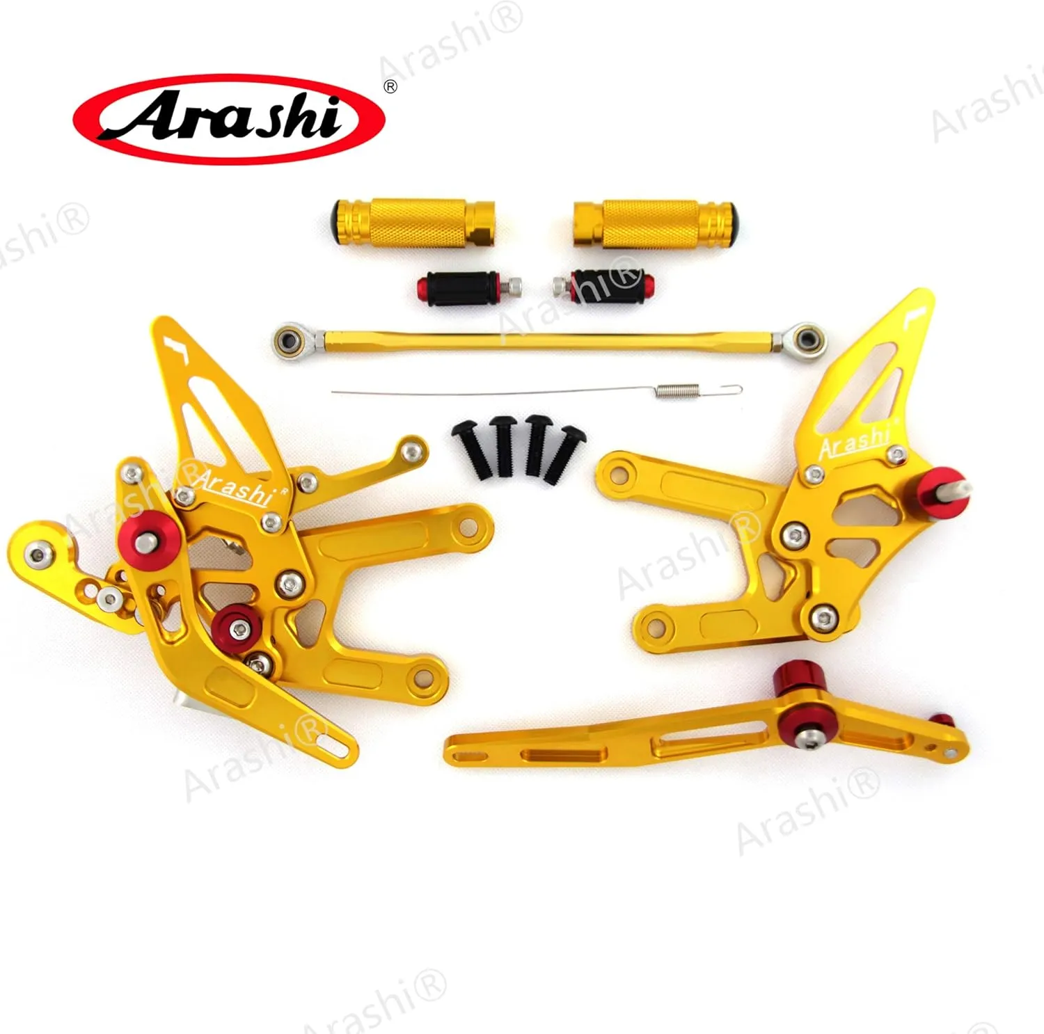 Arashi Rearsets for Yamaha YZF R6 2006-2016 YZF-R6 Motorcycle Accessories Adjustable Footrests FootPegs Foot Peg Rest 1 Set Gold 2007 2008 2009-2012 2013 2014 2015