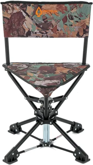 ARROWHEAD OUTDOOR 360° Degree Swivel Hunting Chair Stool Seat, Perfect for Blinds, No Sink Feet, Quick Setup & Takedown, Compact & Lightweight, Carrying Case, Fishing, Rugged 600D Canvas, USA-Based