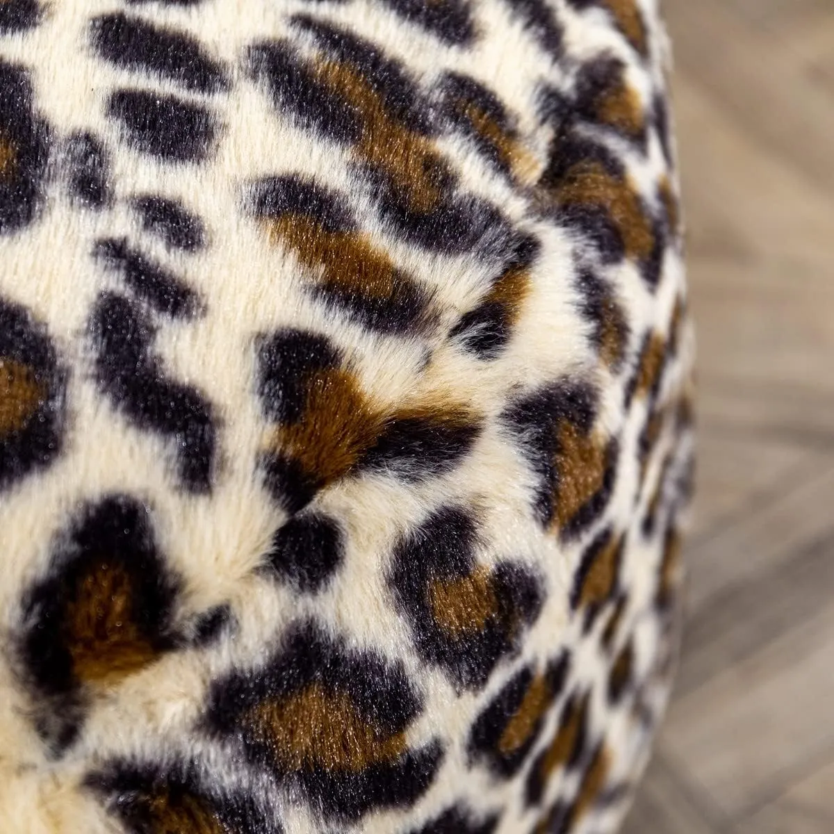 Asuprui Animal Pouf Ottoman Unstuffed Ottoman Foot Rest Round Fuzzy Pouf Seat Bean Bag Foot Rest Foldable Floor Chair Storage for Living Room Bedroom Leopard Print