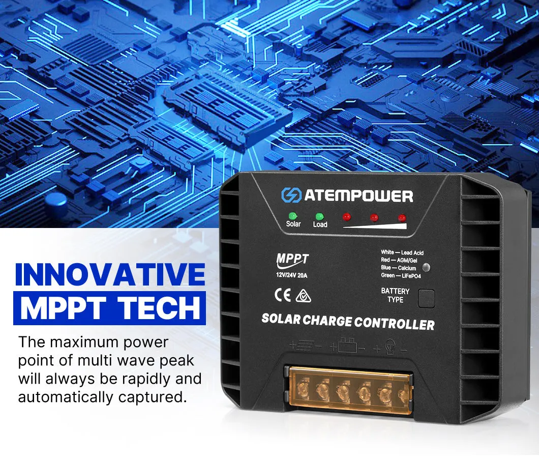 Atem Power 20A MPPT Solar Charge Controller Regulator Lithium Compatible 12V/24V