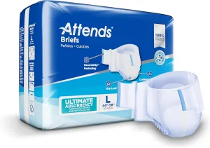 Attends Adult Unisex Disposable Briefs, Large, 44"-58" Waist with SecureGrip Tab Closure, Ultimate Absorbency, Breathable Materials, 72ct Bag