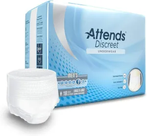 Attends Underwear for Men Incontinence Care with TripleLockTM Protection, Ultimate Absorbency, Large/X-Large, 18 Count (x4)