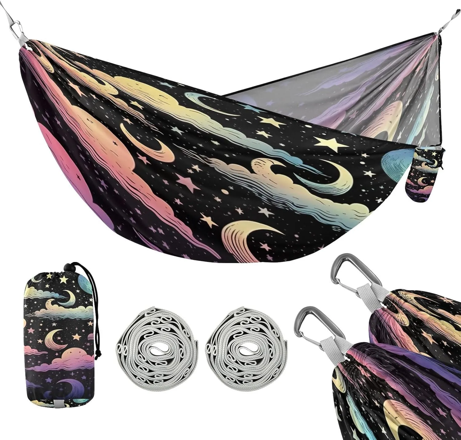 ATTX Colorful Sky Camping Hammock - Lightweight & Portable Hammocks, Heavy Duty 330lbs Capacity for Indoor, Hiking, Backpacking, Travel, Backyard, Beach#451