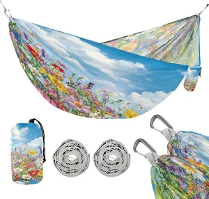 ATTX Colorful Wildflowers Camping Hammock - Lightweight & Portable Hammocks, Heavy Duty 330lbs Capacity for Indoor, Hiking, Backpacking, Travel, Backyard, Beach#533